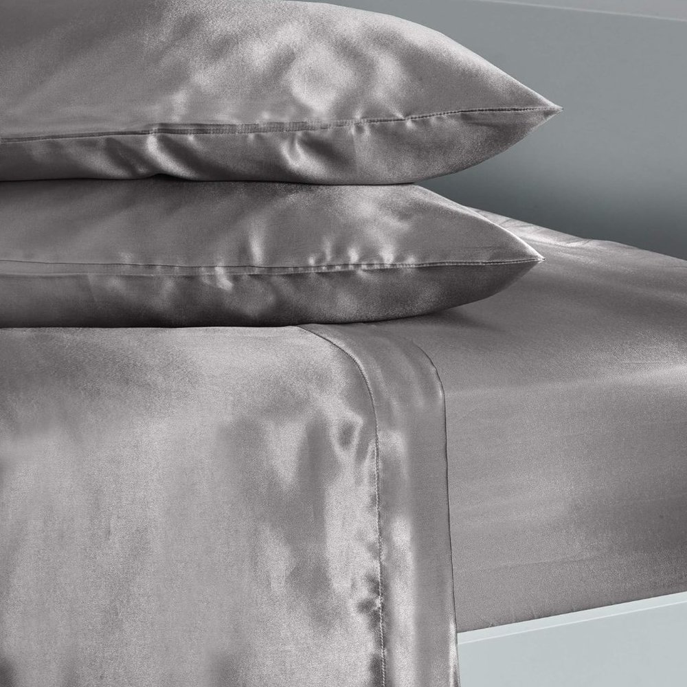 King Sz 4 Pc Bed Sheet Set Silky Smooth Satin Deep Pocket X002YMM88F - Picture 3 of 6